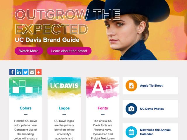 The communications guide website showing tools and resources for UC Davis communicators.