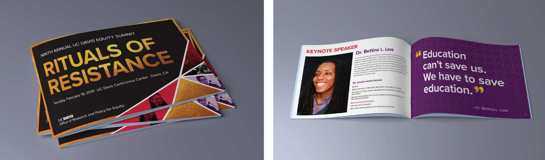 cover and inside spread of the Equity Summit booklet