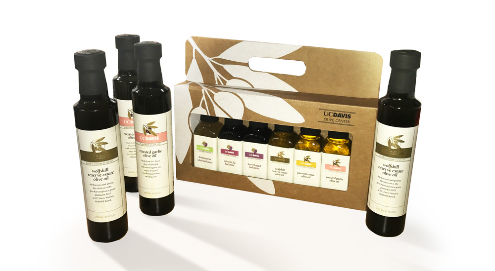 bottles of olive oil and packaging